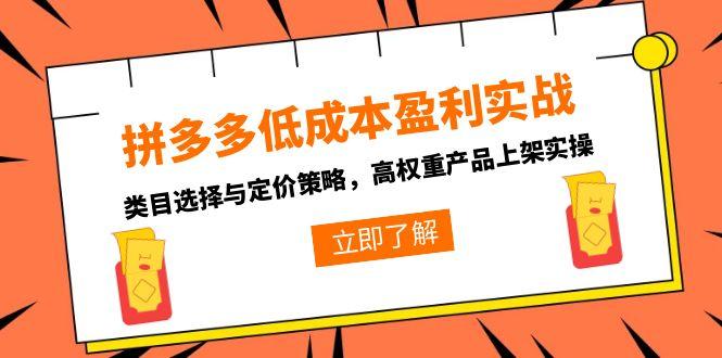 拼多多低成本盈利实战，类目选择与定价策略，高权重产品上架实操-七七项目网
