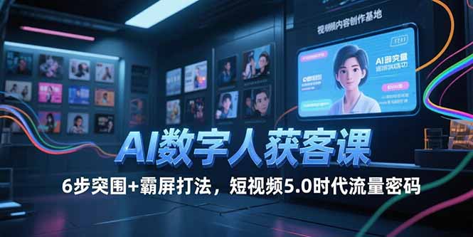 AI数字人获客课，6步突围+霸屏打法，短视频5.0时代流量密码-七七项目网
