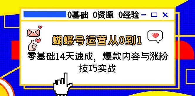 蝴蝶号运营从0到1，零基础14天速成，爆款内容与涨粉技巧实战-七七项目网
