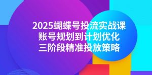 2025蝴蝶号投流实战课,账号规划到计划优化,三阶段精准投放策略-七七项目网