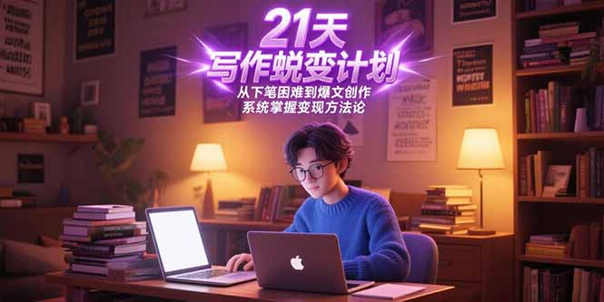 21天写作蜕变计划，从下笔困难到爆文创作，系统掌握变现方法论-七七项目网