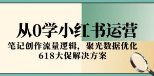 从0学小红书运营,笔记创作流量逻辑,聚光数据优化,618大促解决方案-七七项目网