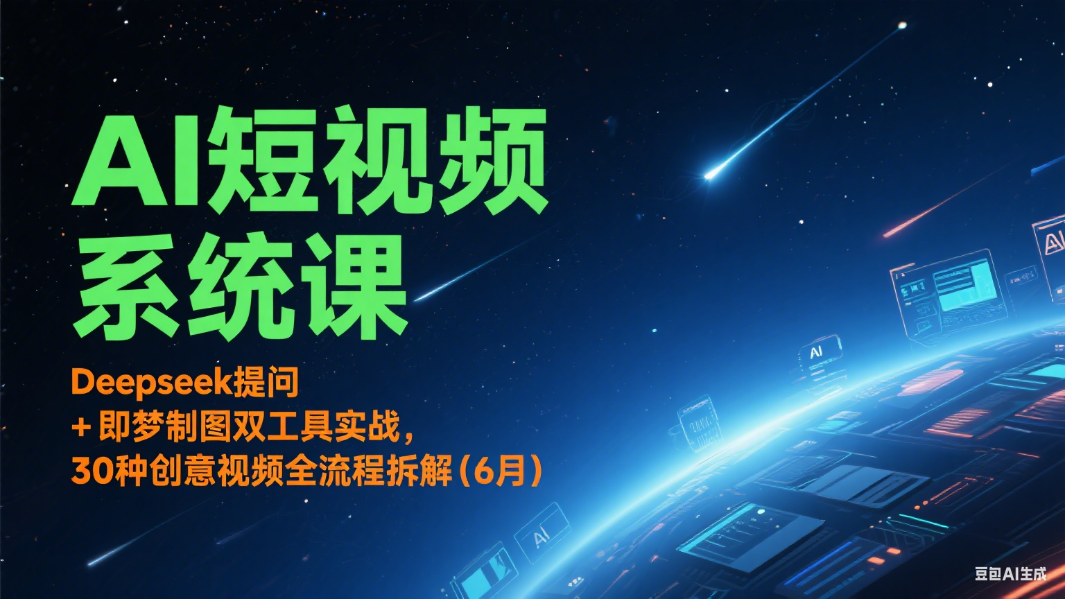AI短视频系统课：Deepseek提问 + 即梦制图双工具实战，30种创意视频全流程拆解(6月)-七七项目网