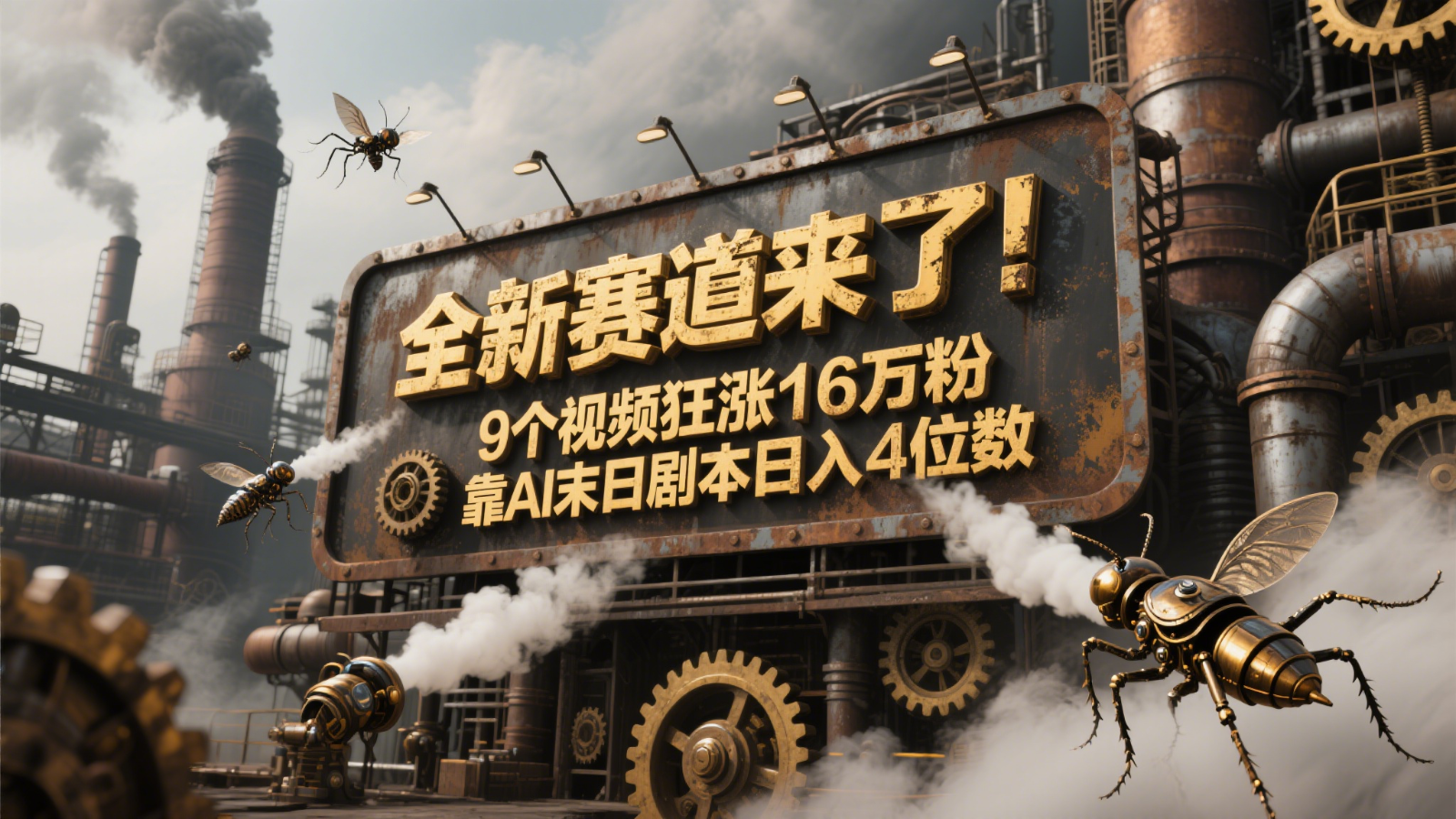 全新赛道来了！9个视频狂涨16万粉，靠AI末日剧本日入4位数，评论区爆肝追更！-七七项目网