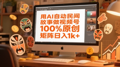 用AI自动民间故事做视频号，100%原创，矩阵日入1k+-七七项目网