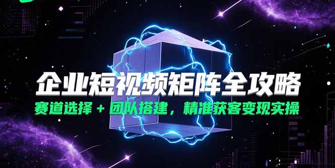 企业短视频矩阵全攻略，赛道选择+团队搭建，精准获客变现实操-七七项目网