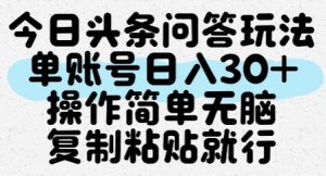 今日头条问答玩法，单账号日入30+，操作简单无脑复制粘贴就行-七七项目网