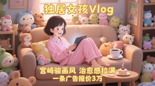 单个账号涨粉71W！用AI制作独居女孩Vlog，宫崎骏画风，治愈感拉满，一条广告报价3W-七七项目网