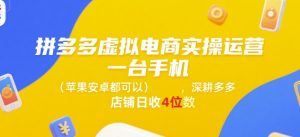 拼多多虚拟电商实操运营，一台手机(苹果安卓都可以)，深耕多多店铺日收4位数-七七项目网