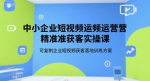 中小企业短视频运营精准获客实操课，可复制企业短视频获客落地训练方案-七七项目网