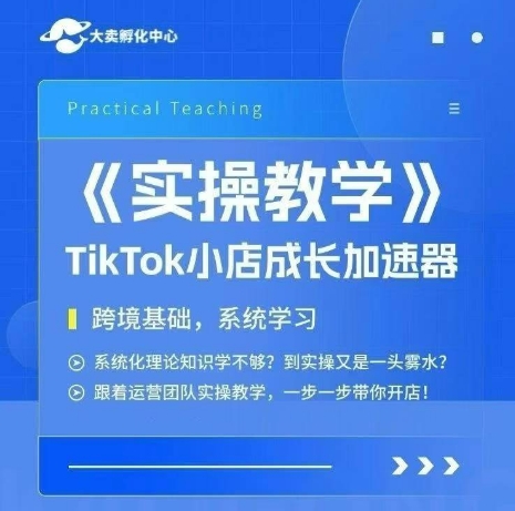 大卖家孵化中心TikTok实操课，TikTok小店成长加速器，跨境基础系统学习，一步一步带你开店-七七项目网