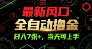 最新风口，全自动撸金，日入7张+，当天可上手【揭秘】-七七项目网