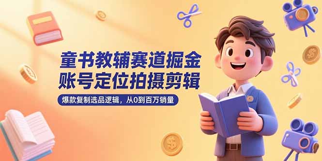 童书教辅赛道掘金，账号定位拍摄剪辑，爆款复制选品逻辑，从0到百万销量-七七项目网