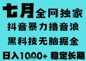 7月最新风口抖音无人直播撸音浪,长期稳定,非短期,全自动运行,低门槛无脑,日入1k+【揭秘】-七七项目网
