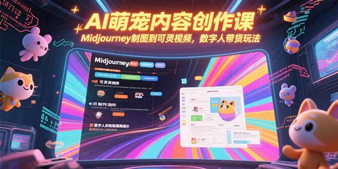 AI萌宠内容创作课，Midjourney制图到可灵视频，数字人带货玩法-七七项目网