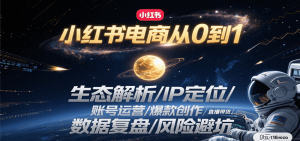 小红书电商从0到1:生态解析/IP定位/ 账号运营/爆款创作/直播带货/数据复盘/风险避坑-七七项目网