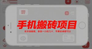手机搬砖项目,有手就能做,亲测一小时几十,苹果安卓都可以-七七项目网