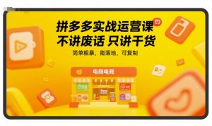 拼多多实战运营课，不讲废话只讲干货，简单粗暴，能落地，可复制-七七项目网