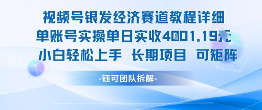 视频号银发经济赛道单账号实操单日实收1k+，小白轻松上手长期项目-七七项目网