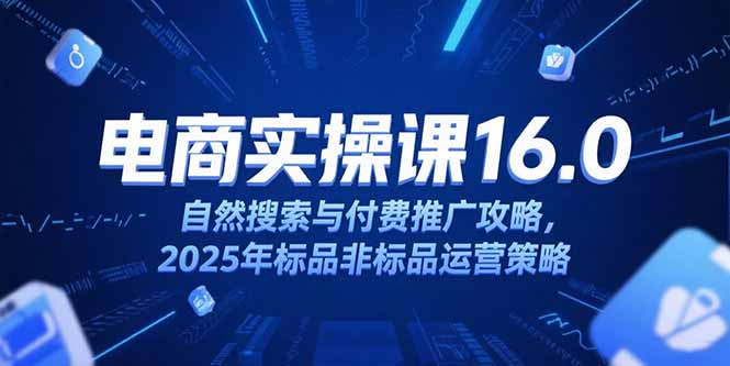 淘宝电商运营课16.0，自然搜索与付费推广攻略，2025年标品非标品运营策略-七七项目网
