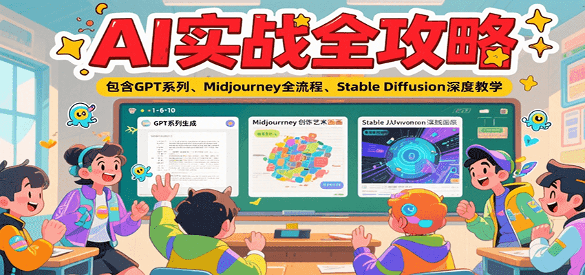 AI实战全攻略，包含GPT系列、Midjourney全流程、Stable Diffusion深度教学-七七项目网