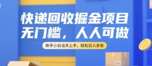 快递回收掘金项目,无门槛,人人可做,新手小白当天上手,轻松日入多张【揭秘】-七七项目网