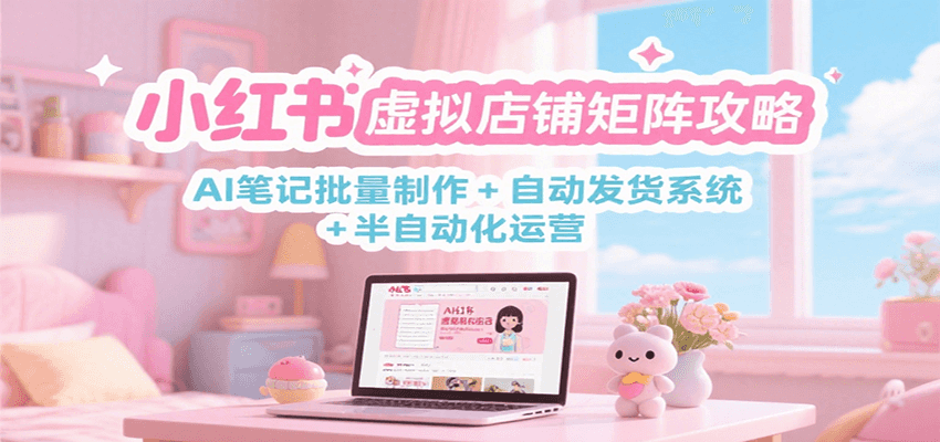 小红书虚拟店铺矩阵攻略：AI笔记批量制作 + 自动发货系统 + 半自动化运营-七七项目网