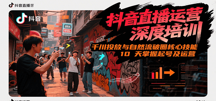 抖音直播运营深度培训，千川投放与自然流核心技能，10天掌握起号及运营(6-7月新课)-七七项目网