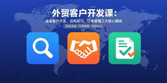 外贸客户开发课：涵盖客户开发、谈判技巧、订单管理三大核心模块-七七项目网