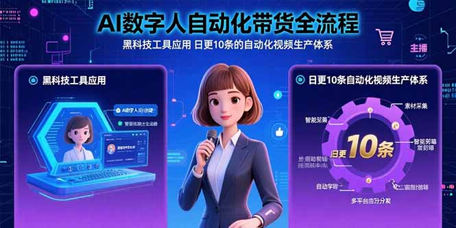 AI数字人自动化带货全流程：黑科技工具应用 日更10条的自动化视频生产体系-七七项目网