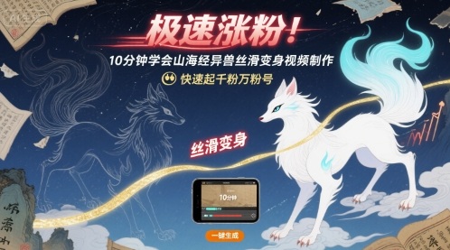 极速涨粉！10分钟学会山海经异兽丝滑变身视频制作，快速起千粉万粉号-七七项目网
