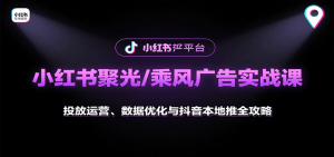 小红书聚光/乘风广告实战课:投放运营、数据优化与抖音本地推全攻略-七七项目网