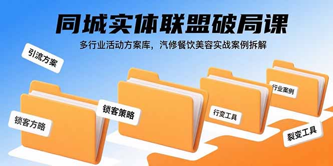 同城实体联盟破局课，多行业活动方案库，汽修餐饮美容实战案例拆解-七七项目网