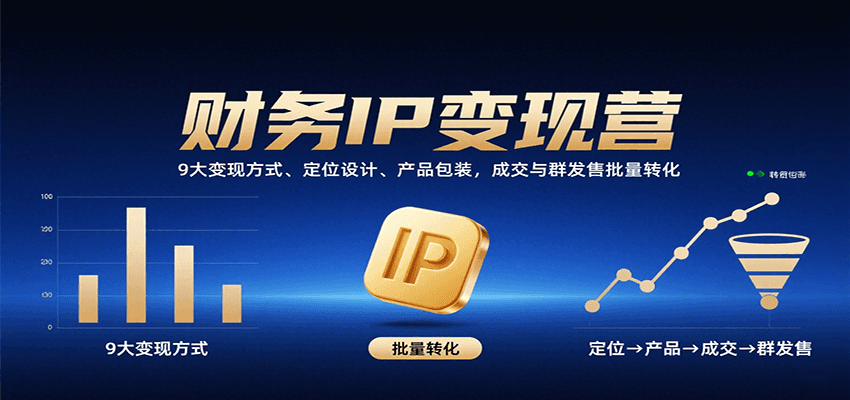 财务IP变现营：9大变现方式、定位设计、产品包装，成交与群发售批量转化-七七项目网