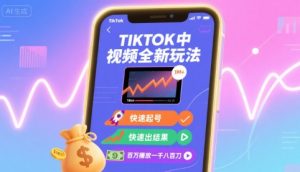 Tiktok中视频全新玩法，快速起号，快速出结果，百万播放一千八百刀-七七项目网