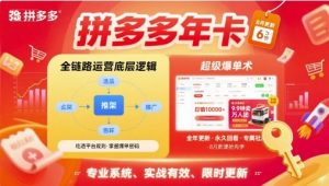 拼多多年卡【8月更新6节】拼多多全链路运营底层逻辑,超级爆单术-七七项目网