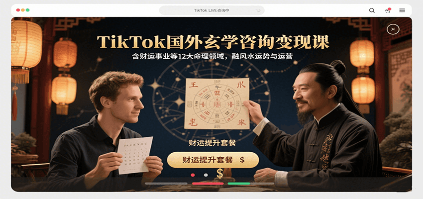 TikTok国外玄学咨询变现课，含财运事业等12大命理领域，融风水运势与运营-七七项目网