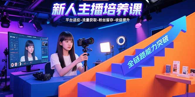 新人主播培养课：平台适应-流量获取-粉丝留存-收益提升 全链路能力突破-七七项目网