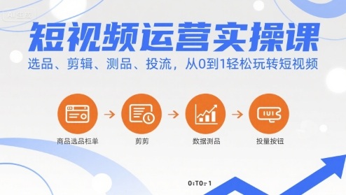 短视频运营实操课，选品、剪辑、测品、投流，从0到1轻松玩转短视频-七七项目网