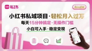 小红书私域项目 月入过W非常轻松 每天15分钟即可搞定，无任何操作门槛，小白可入手-七七项目网