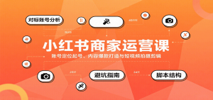 小红书商家运营课,账号定位起号、内容爆款打造与短视频拍摄剪辑-七七项目网