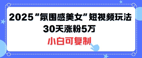 不露脸也能火！2025“氛围感美女”短视频玩法，30天涨粉5W小白可复制-七七项目网