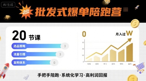 批发式爆单陪跑营，20节课带你实现批发式爆单，带你经松月入过W-七七项目网