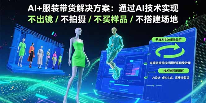 AI+服装带货解决方案：通过AI技术实现 不出镜/不拍摄/不买样品/不搭建场地-七七项目网