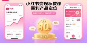 小红书变现私教课,暴利产品定位,高转化内容生产术,快速实现月入10万-七七项目网