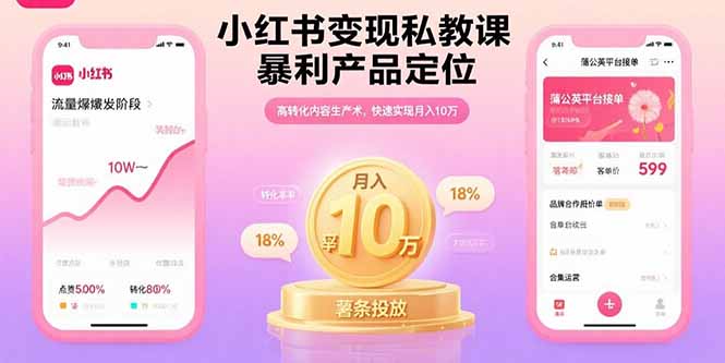 小红书变现私教课，暴利产品定位，高转化内容生产术，快速实现月入10万-七七项目网