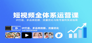 短视频全体系运营课：IP打造、多品类拍摄、流量优化与账号盈利实战指南-七七项目网