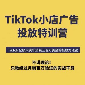 TikTok小店广告投放特训营,6天破局计划专治各种“投不动”,教你经过月销百万验证的实战干货-七七项目网