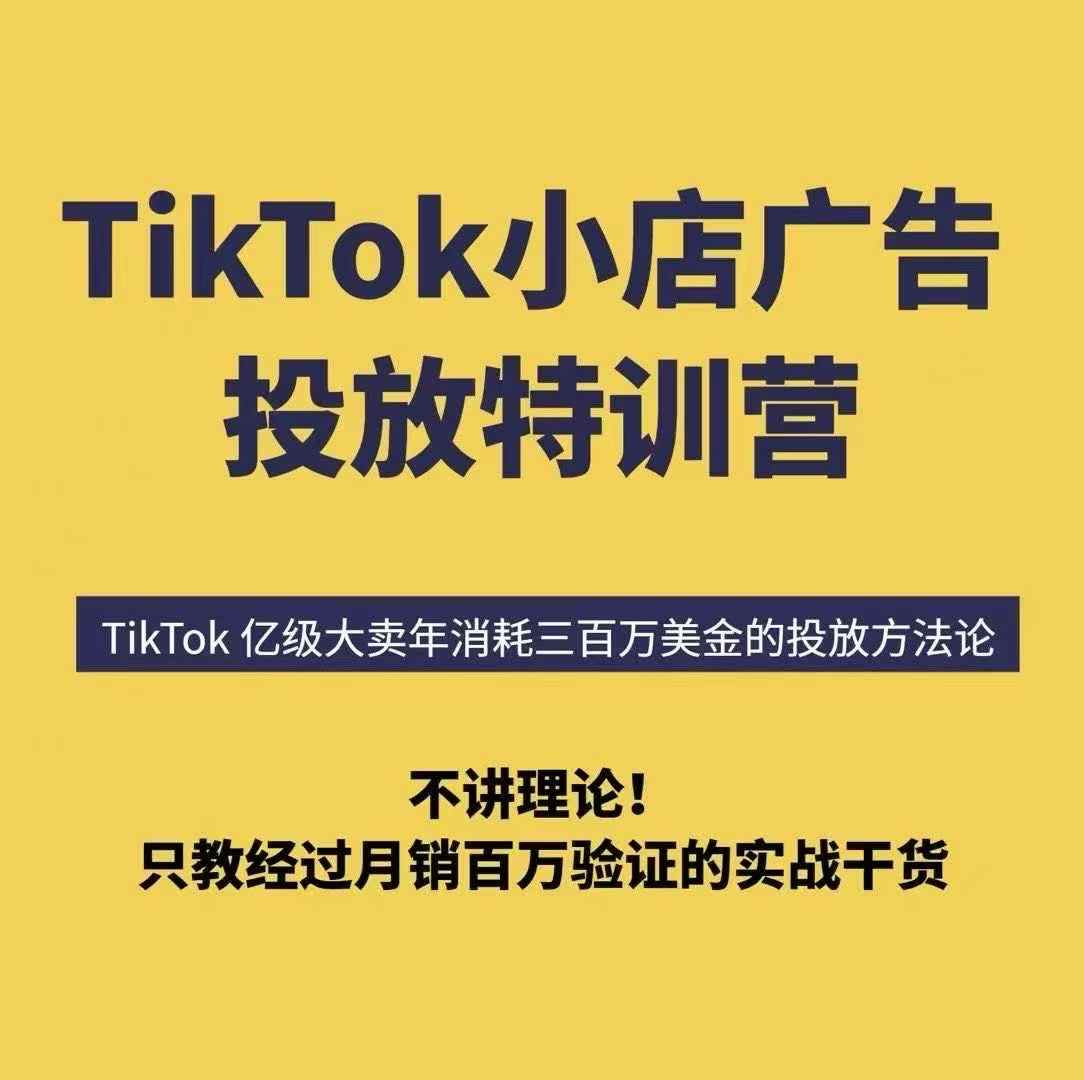 TikTok小店广告投放特训营，6天破局计划专治各种“投不动”，教你经过月销百万验证的实战干货-七七项目网