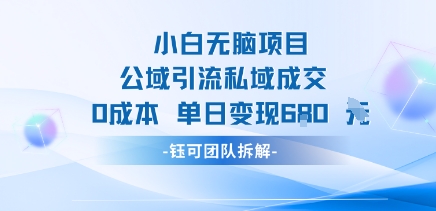 小白无脑项目公域引流私域成交0成本单日变现680米-七七项目网